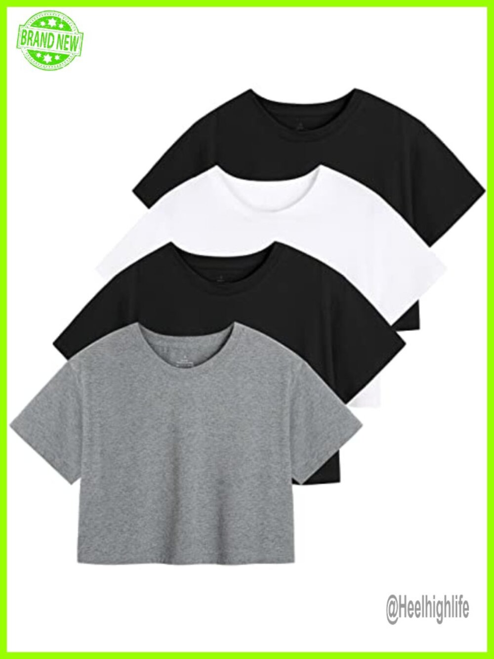 Women's Cotton Crop Tops Short Sleeve Athletic Workout T-Shirts 4 Pack
